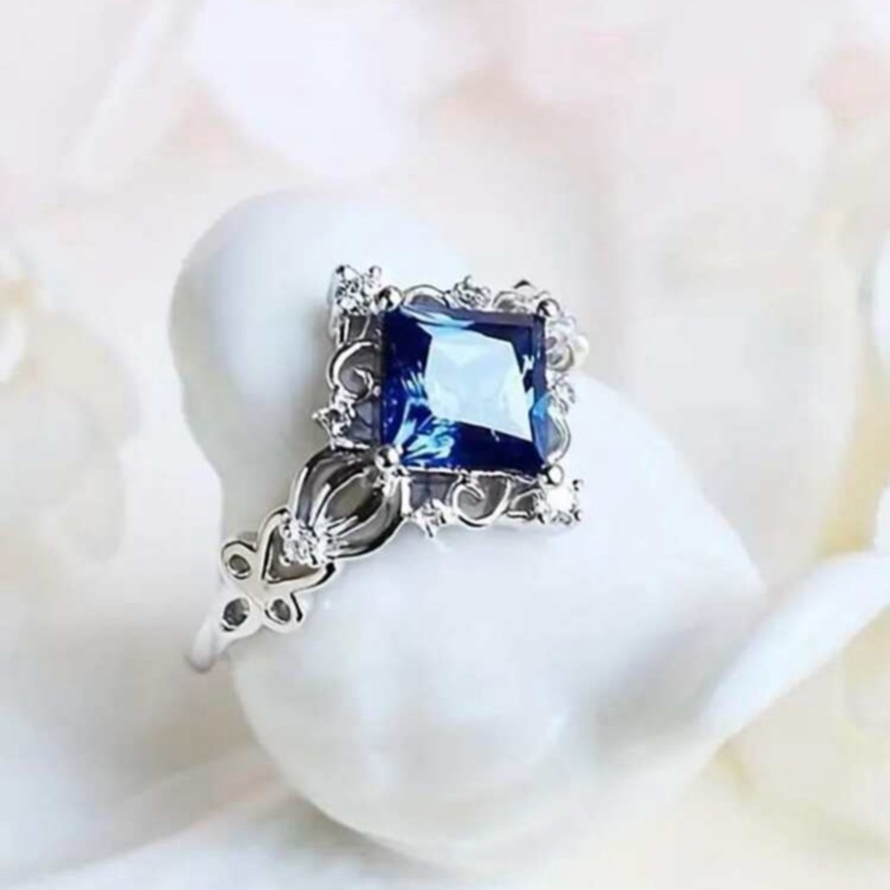1pc European And American Fashionable Simple Engagement Ring Set With Bl… - Picture 5 of 14